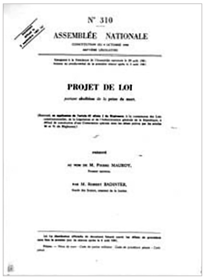 Texte de la loi du 9 octobre 1981 portant abolition de la peine de mort - Source : Assemblée Nationale